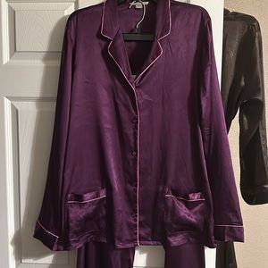 Victoria’s Secret pajama set size large purple with pink pinstripe